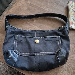 Coach Black Shoulder Bag with Gold Accent